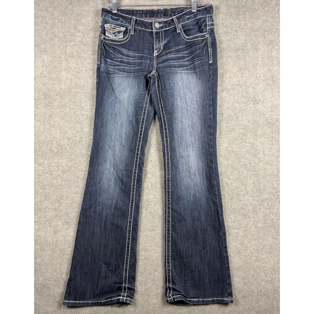 Twenty One Black Classic Boot Jeans Contrast Stitch Size 7/8 Dark‎ Wash